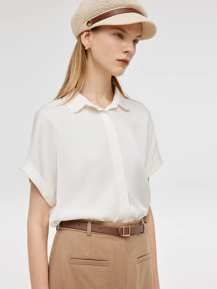 Mulberry Silk Lapel Women Shirt