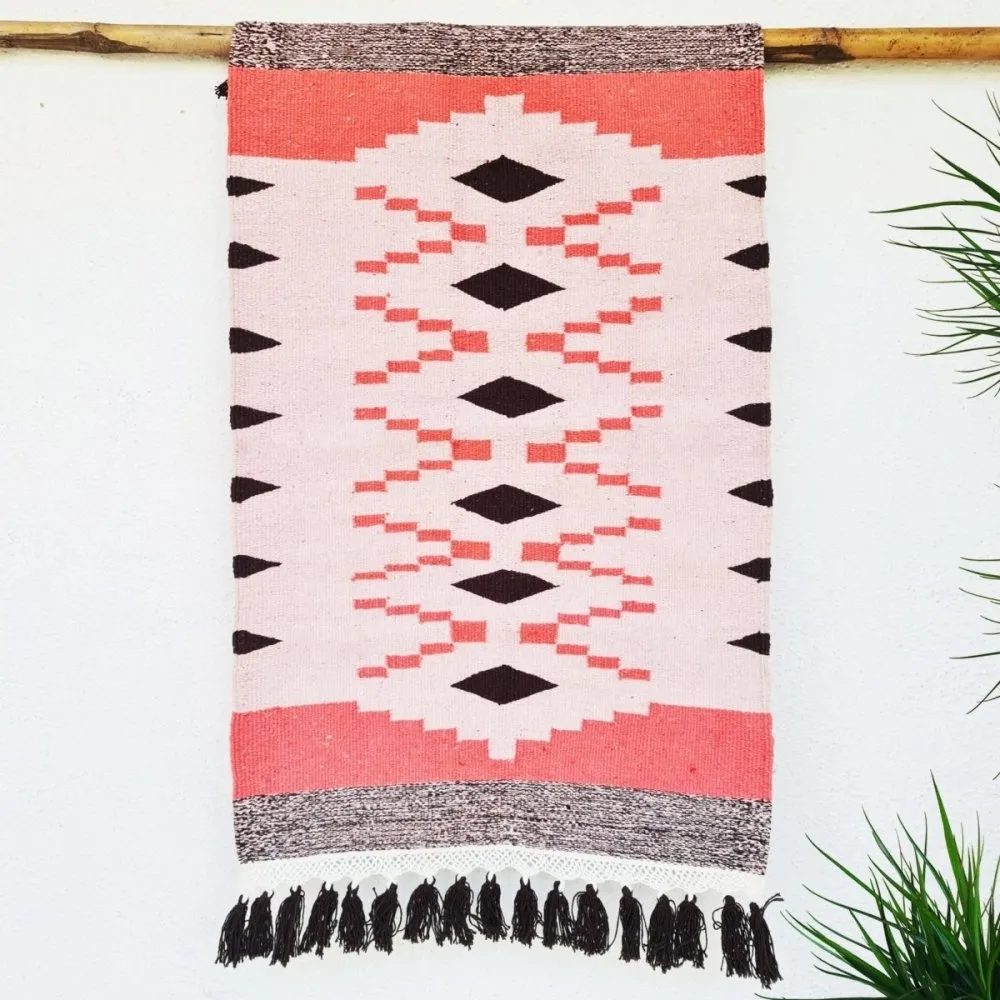 Pink and Black Patern Cotton Rug