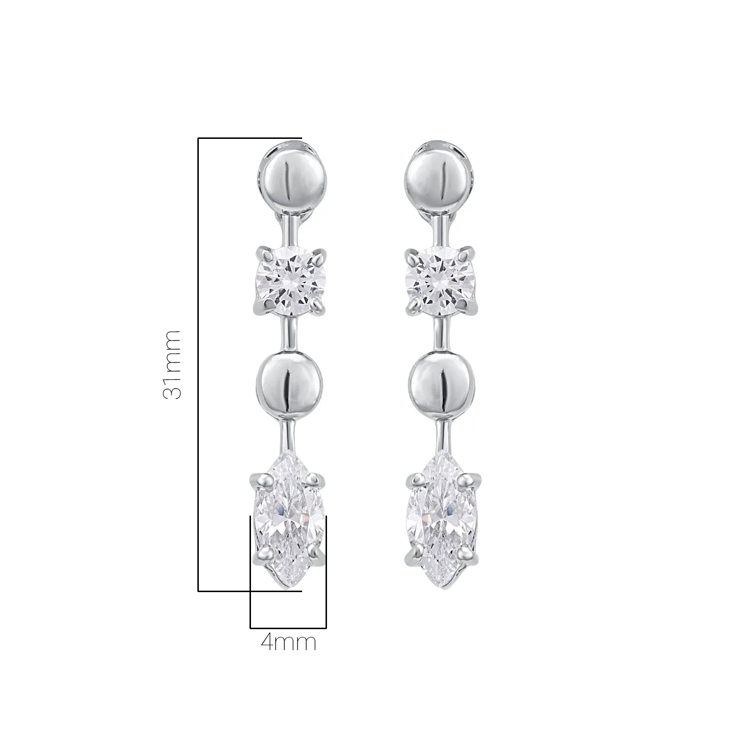 Pissara by Sukkhi Designer 925 Sterling Silver Cubic Zirconia Earrings For Women And Girls|with Authenticity Certificate, 925 Stamp & 6 Months Warranty