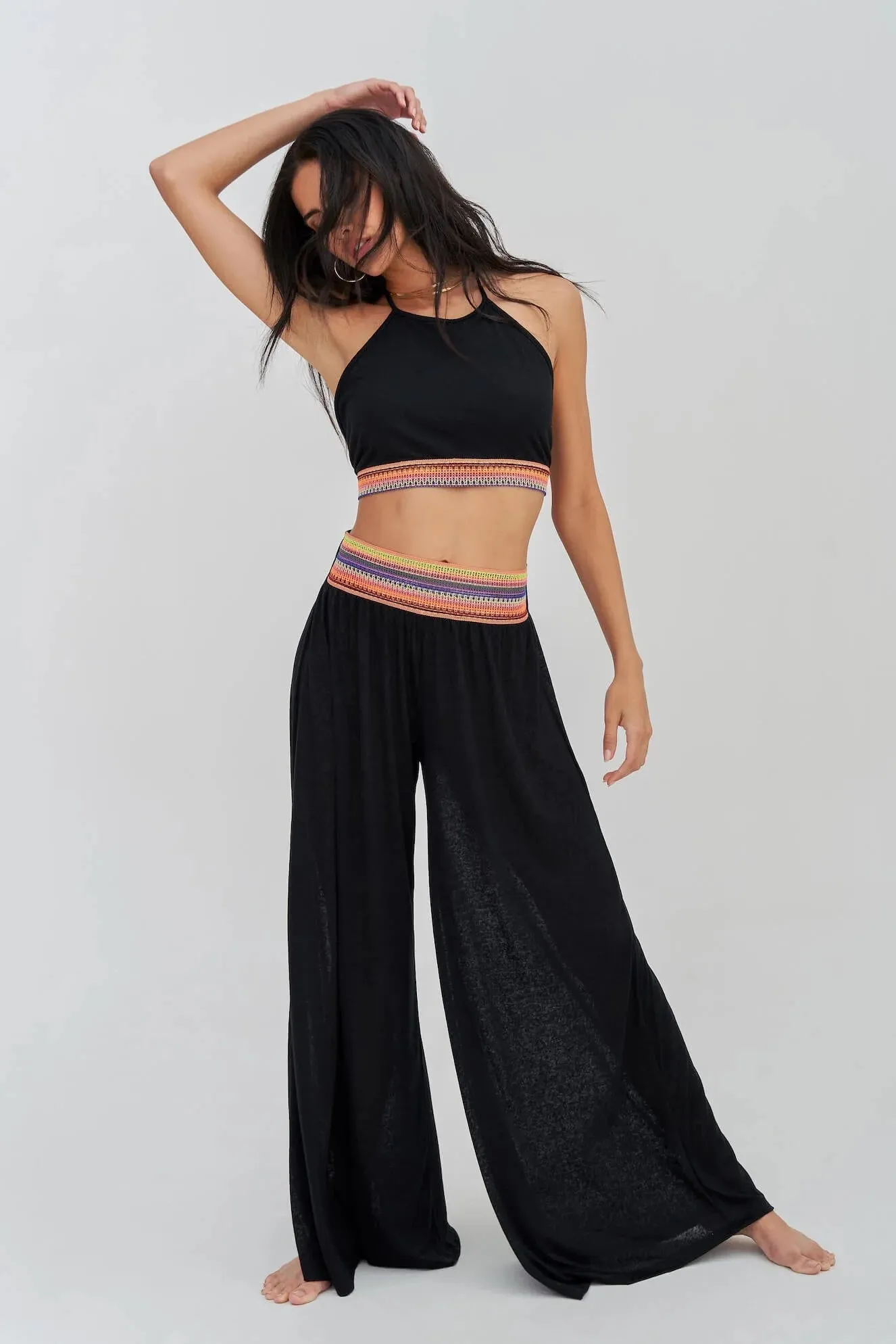 PITUSA Halterneck Top & Trouser Set | Black