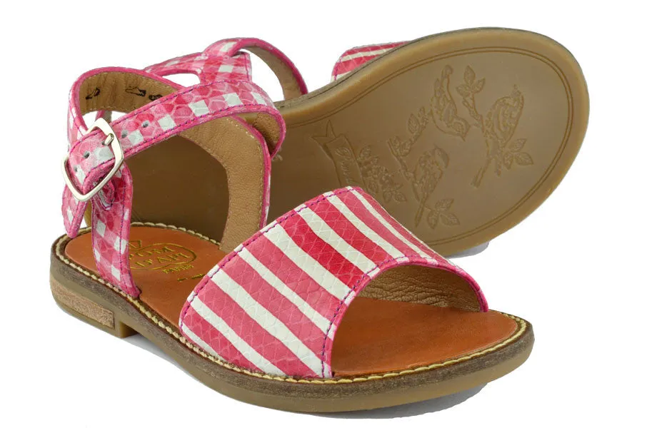 Pom d'Api Girls Red Stripe Sandal