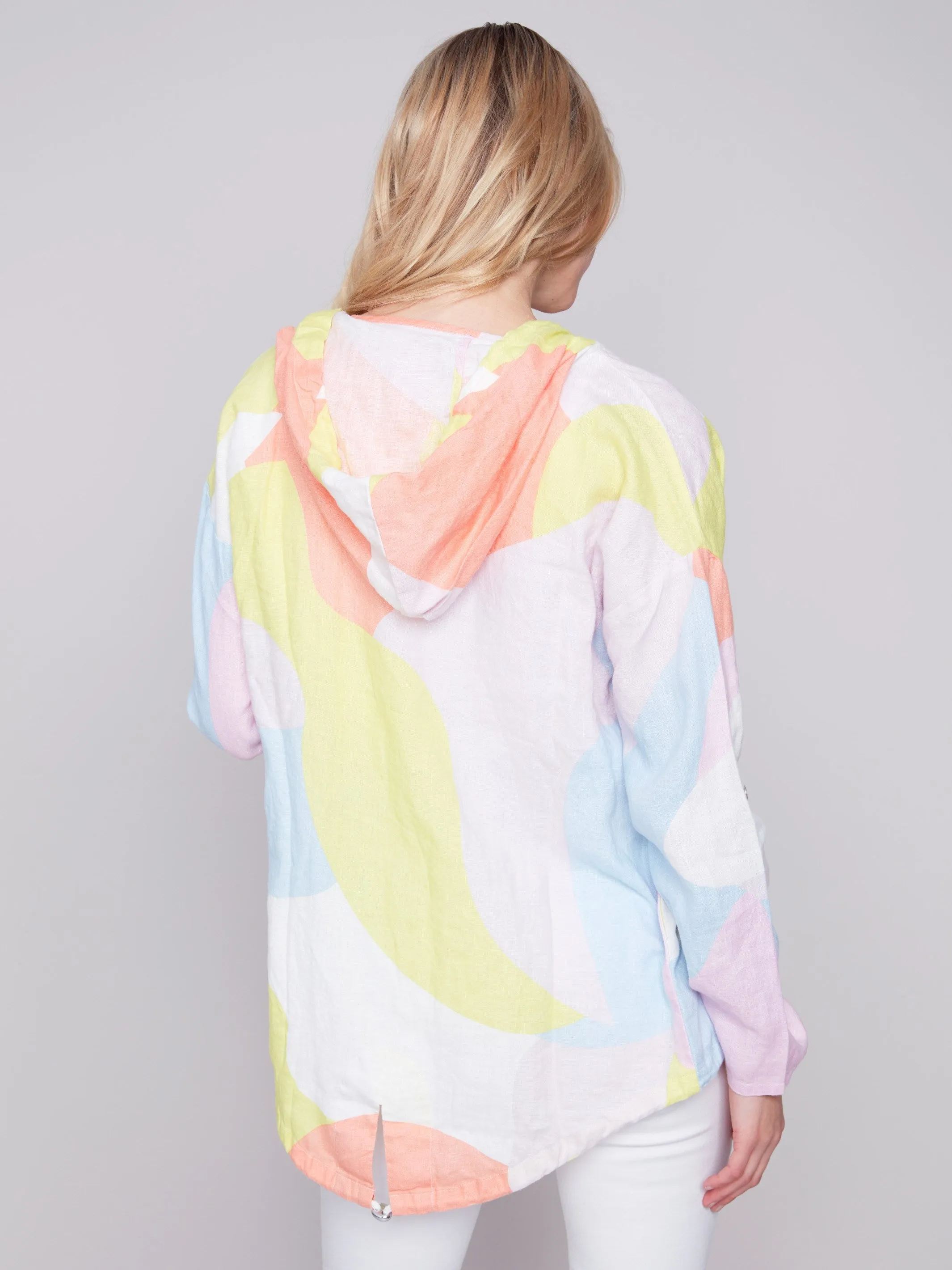 Printed Linen Duster Jacket - Graffiti