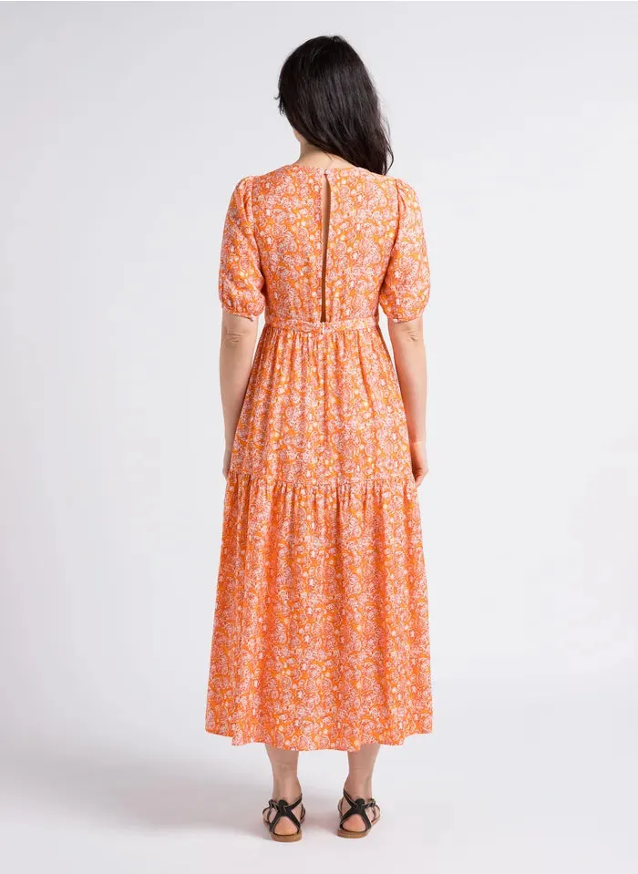 Printed Maxi Dress in orange by See U Soon