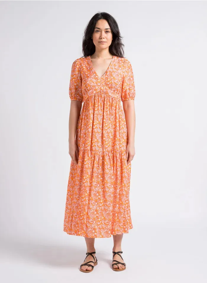 Printed Maxi Dress in orange by See U Soon