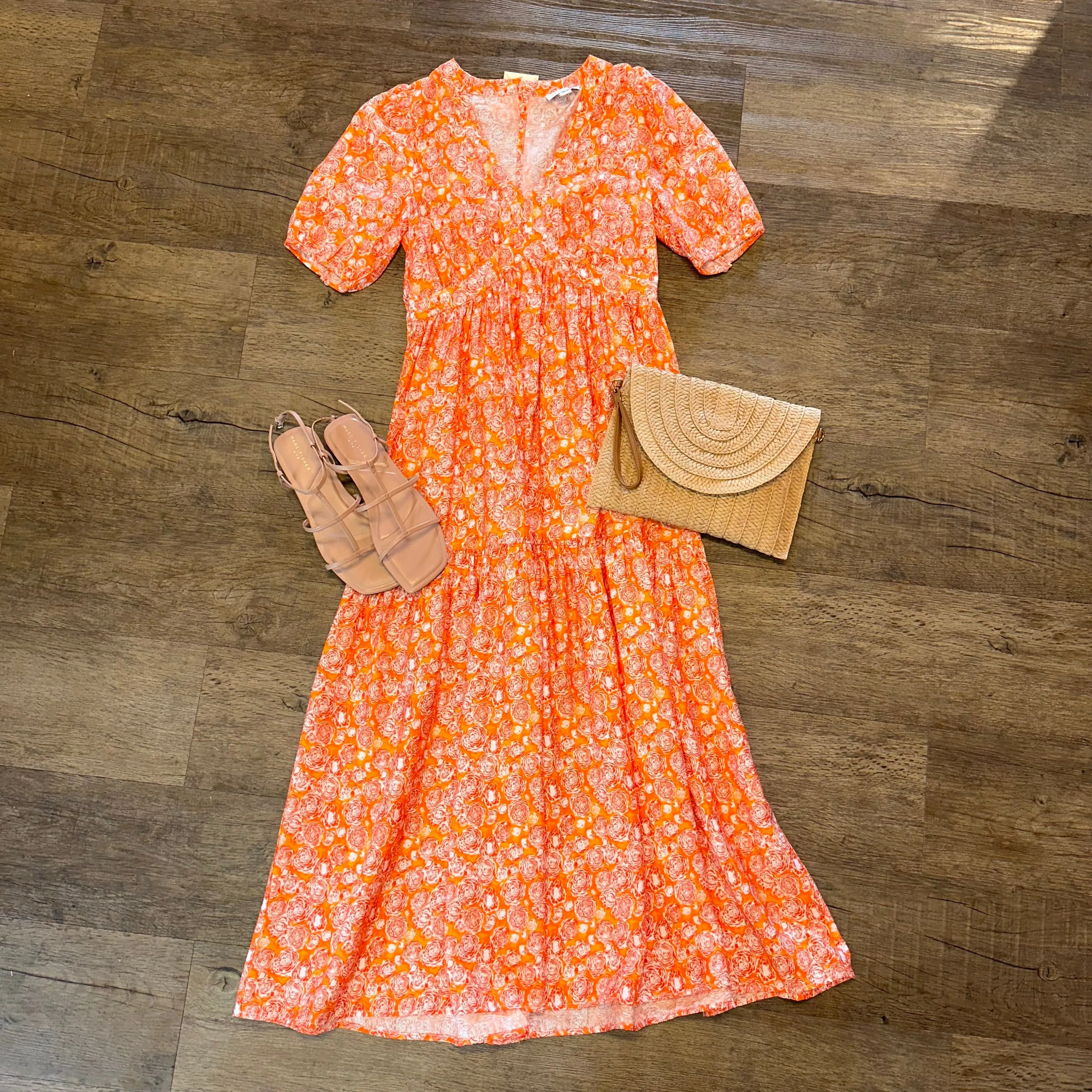 Printed Maxi Dress in orange by See U Soon