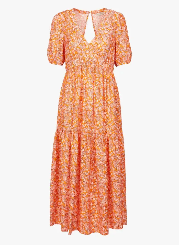 Printed Maxi Dress in orange by See U Soon