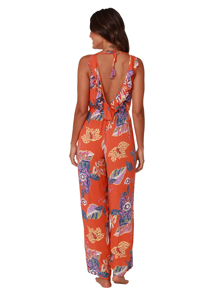 Printed ruffle top jumpsuit