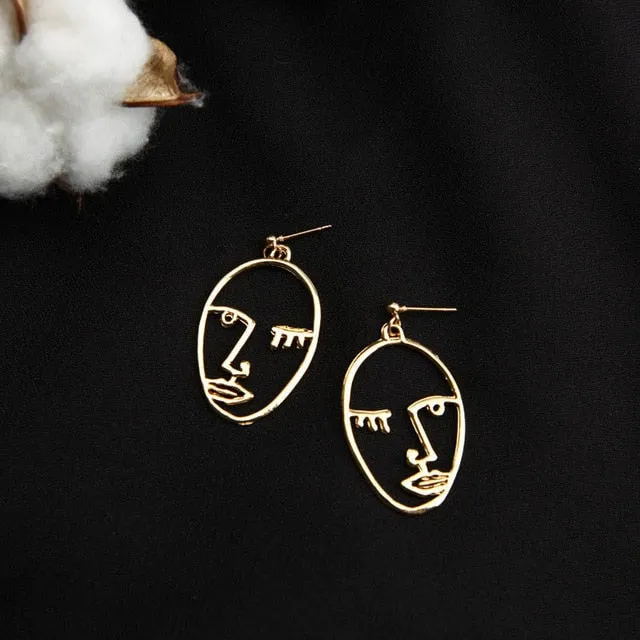 Punk Human Face Drop Retro Abstract Earrings For Women