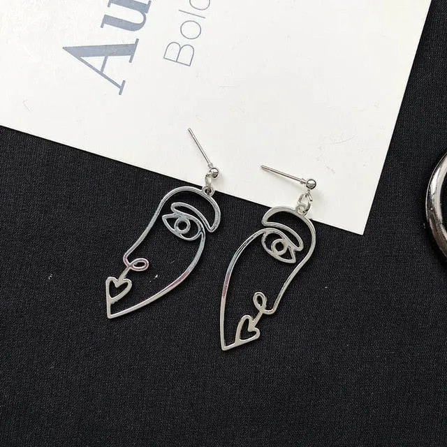 Punk Human Face Drop Retro Abstract Earrings For Women