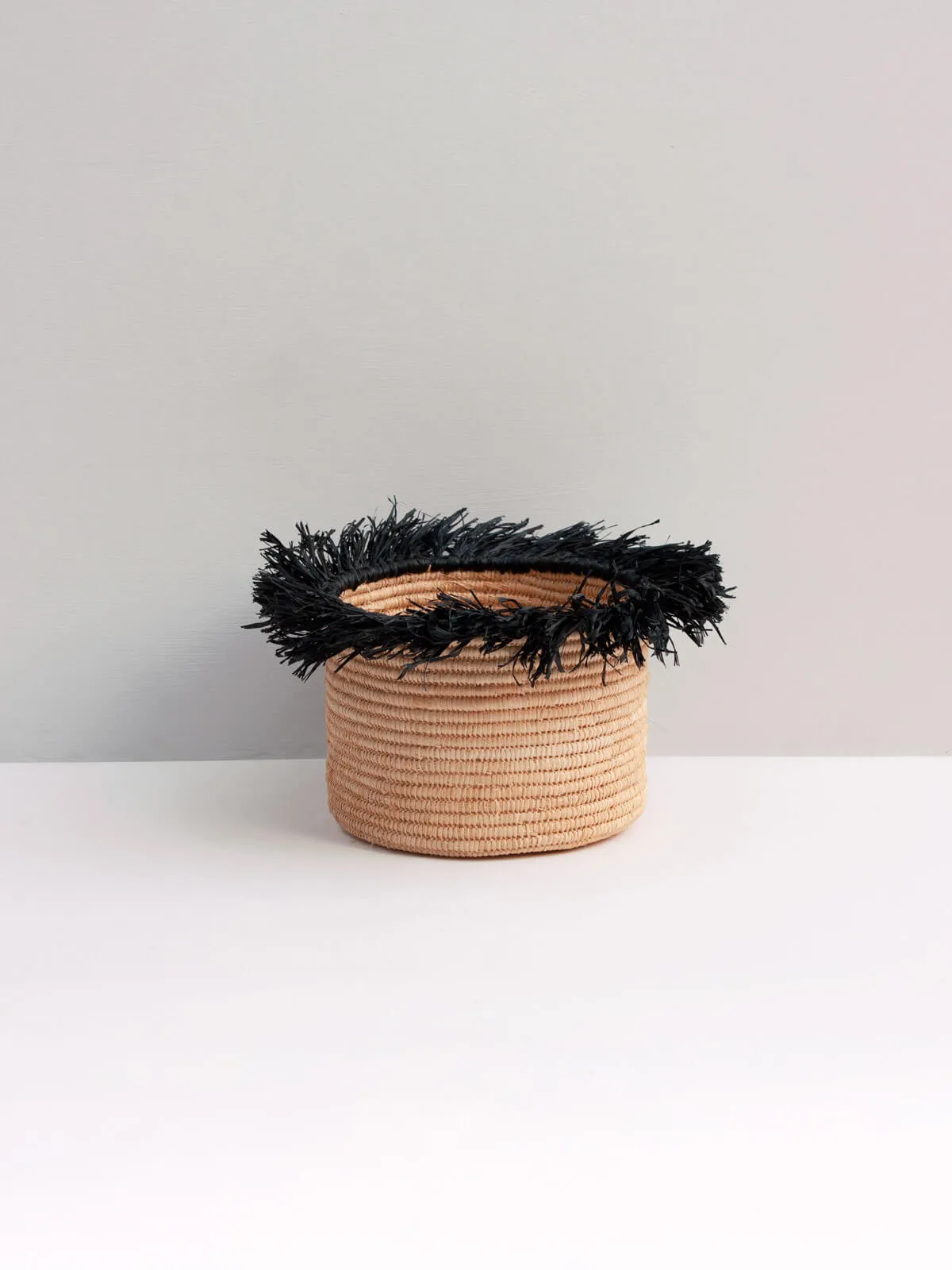 Raffia Tassel Storage Pots, Black