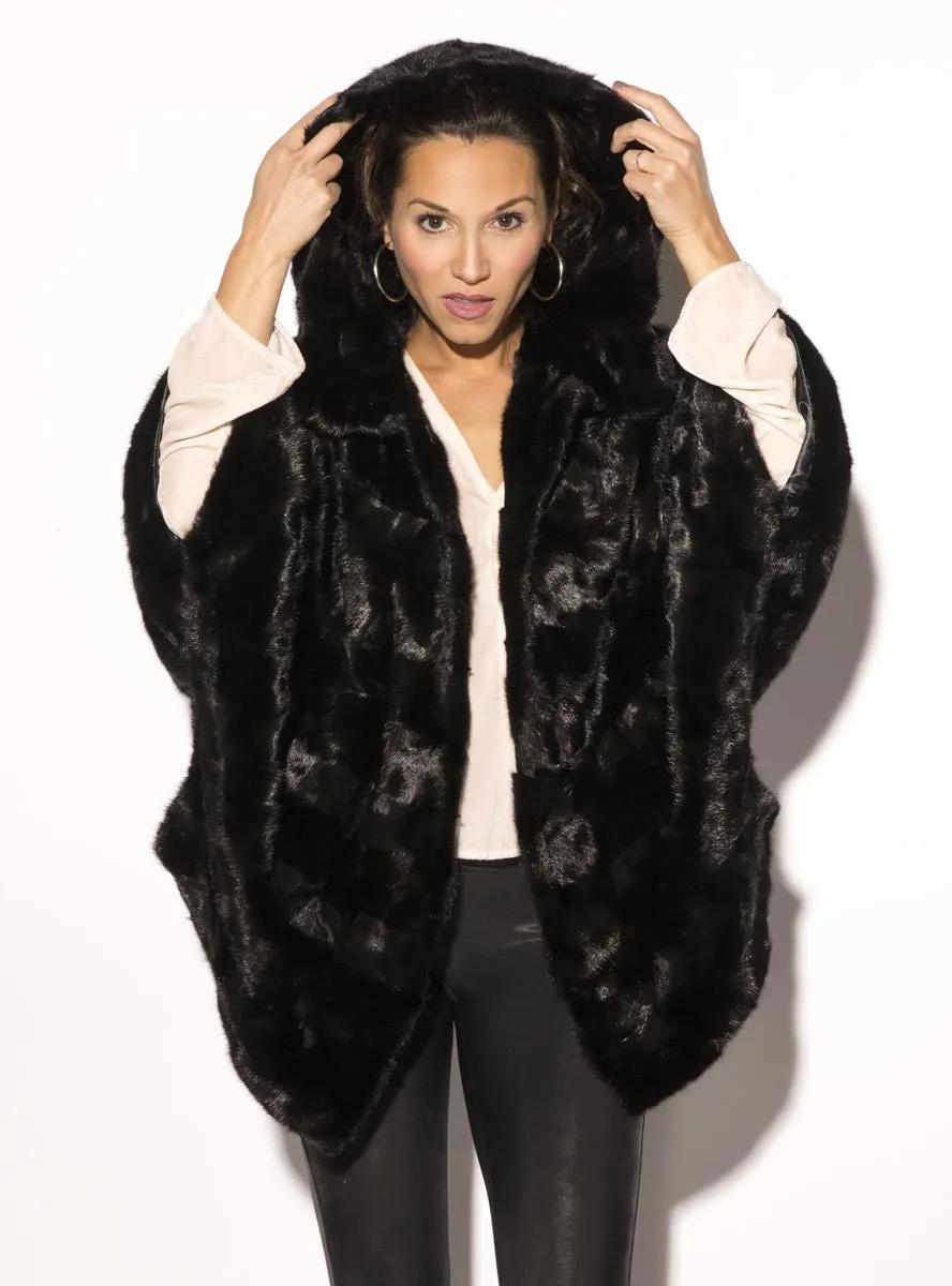 Ranch Mink Fur Capelet with Hood