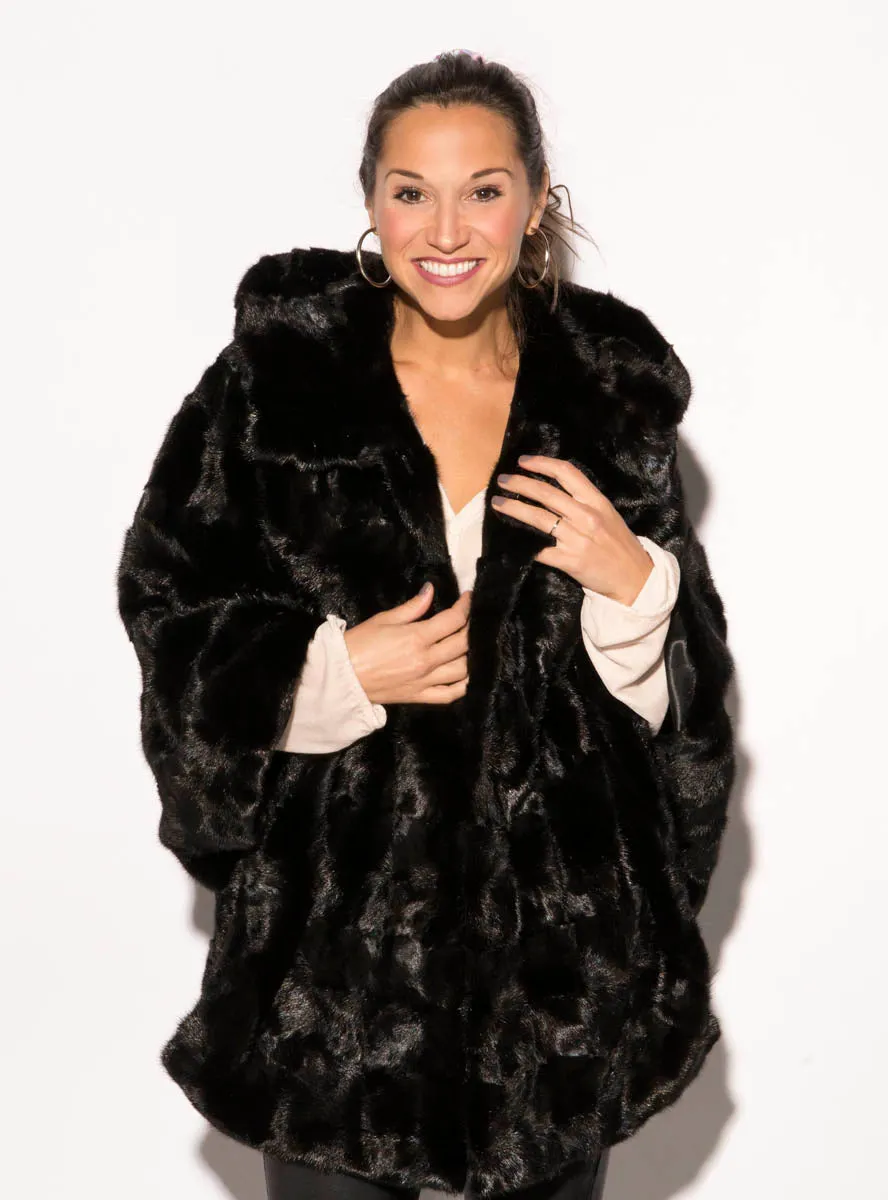 Ranch Mink Fur Capelet with Hood