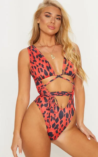 Serpentine Leopard Printed Women Swimsuit