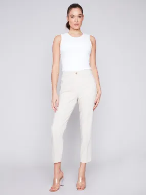 Side Slit Tapered Pants - Beige