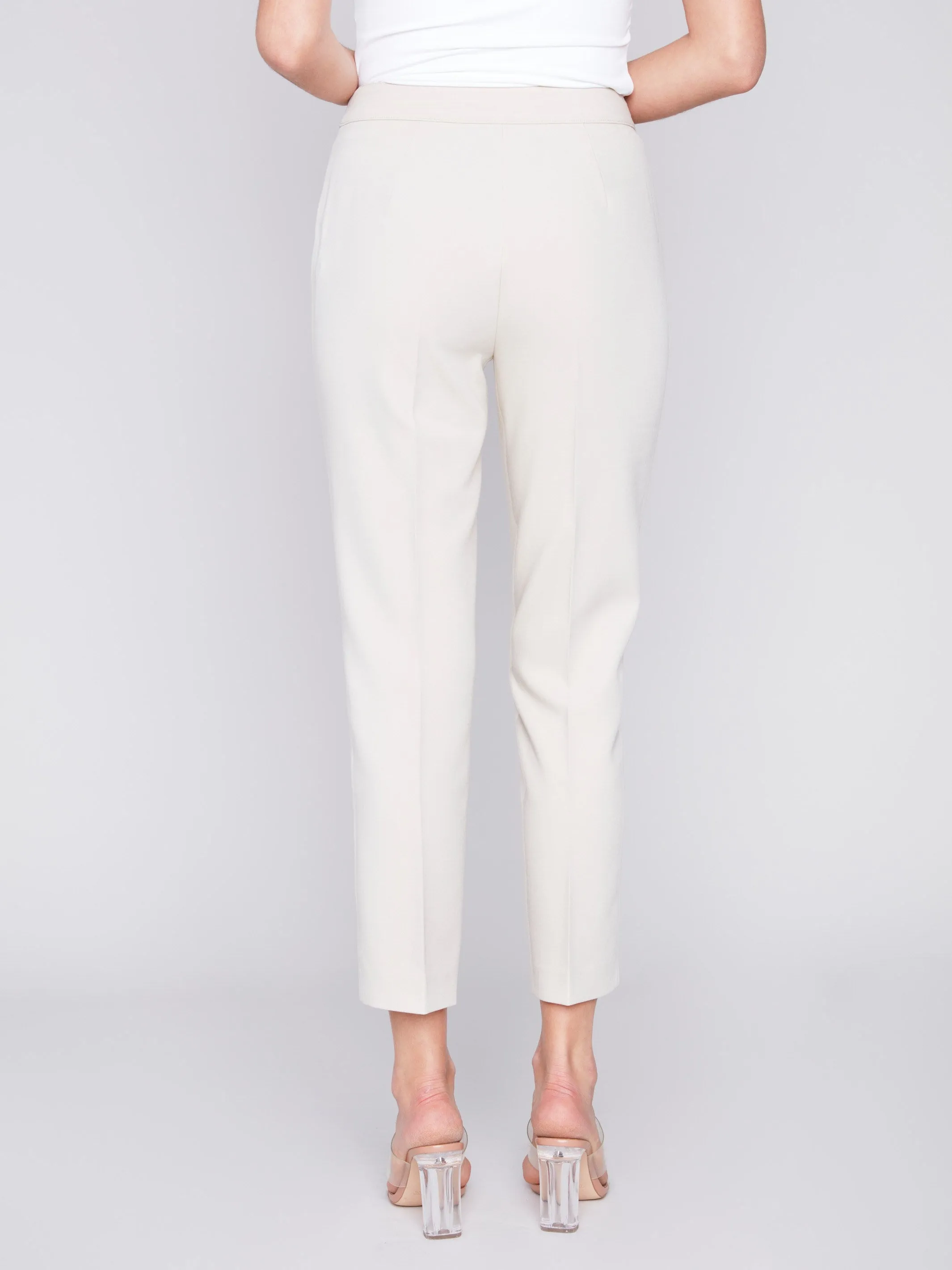 Side Slit Tapered Pants - Beige