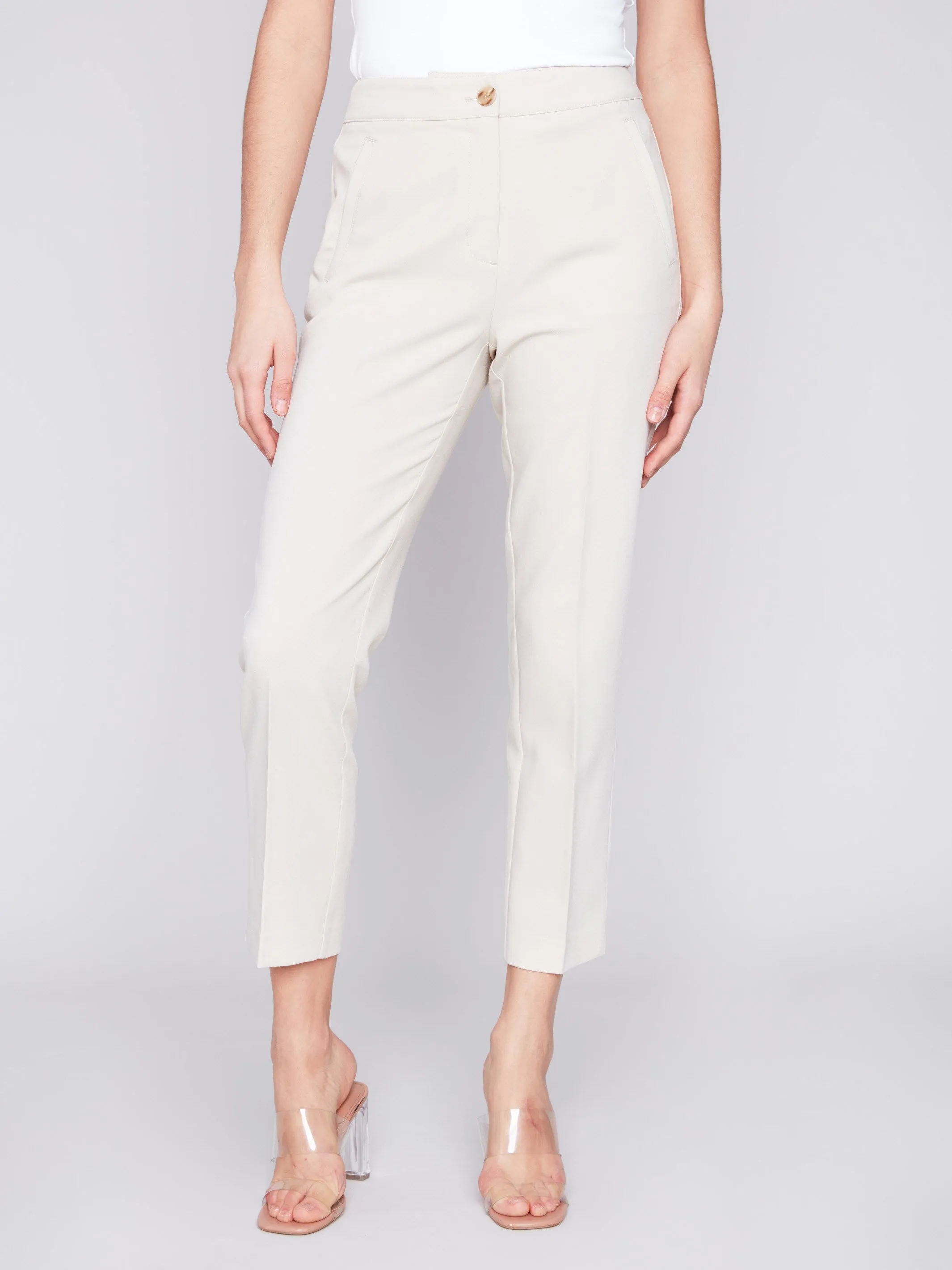 Side Slit Tapered Pants - Beige