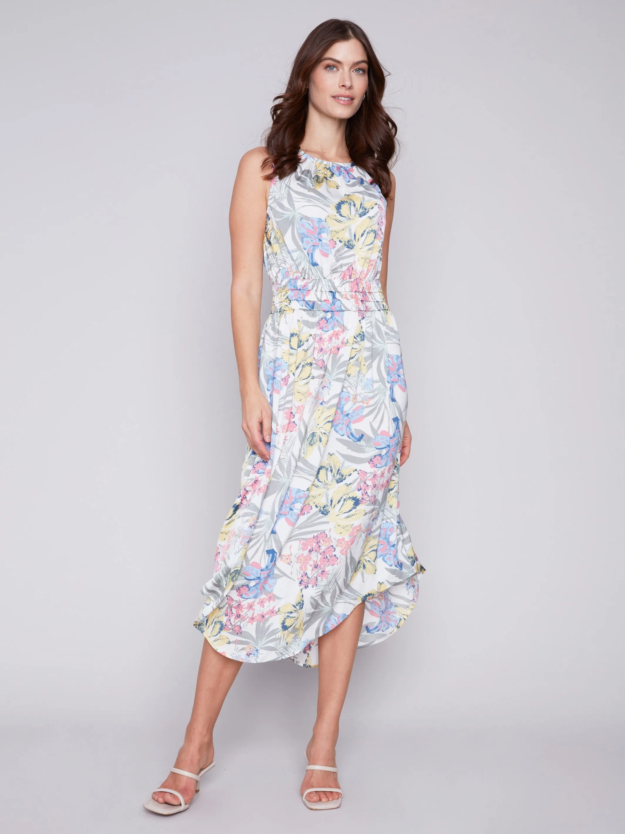 Sleeveless Printed Flowy Dress - Hawaii