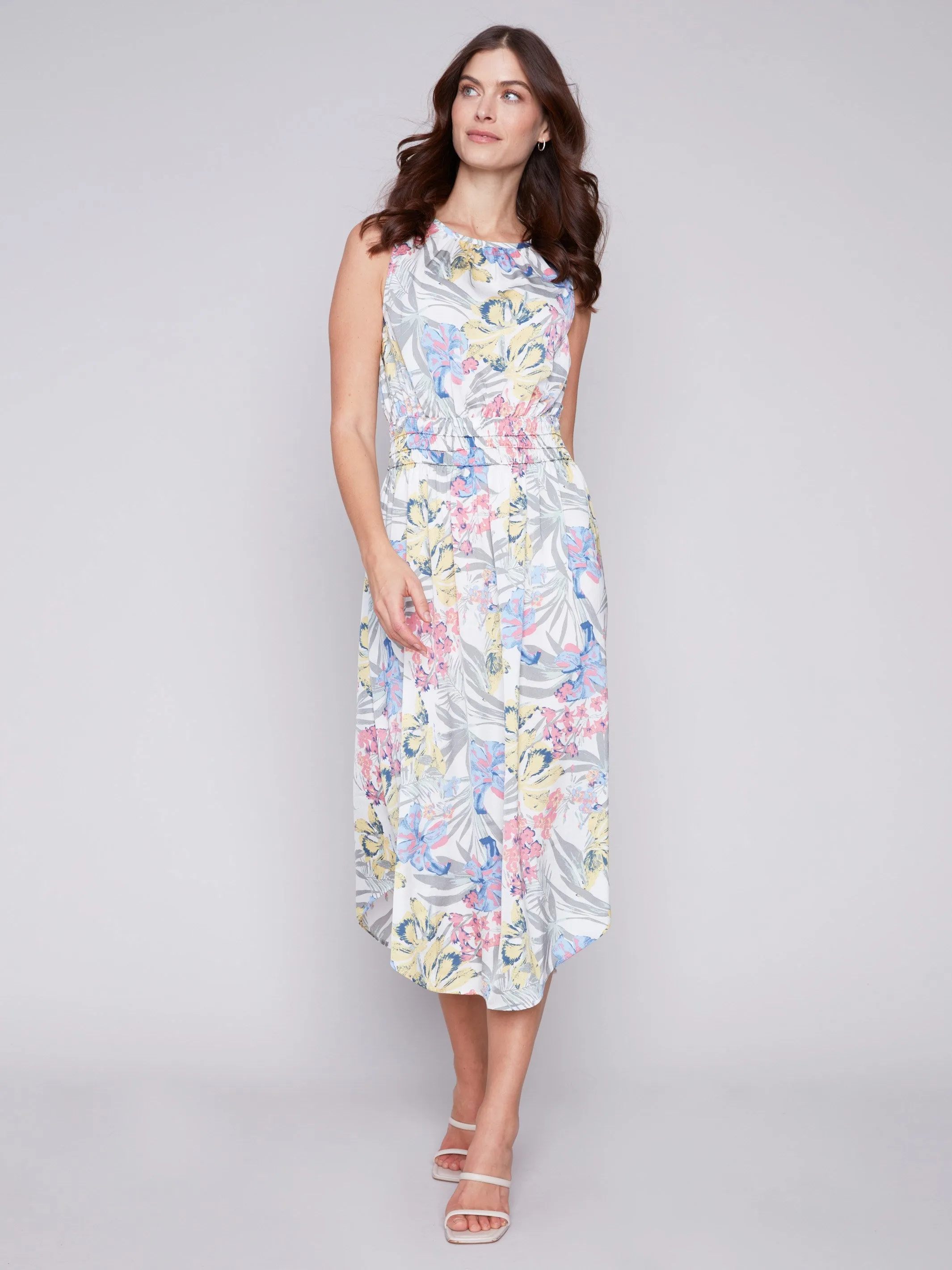 Sleeveless Printed Flowy Dress - Hawaii