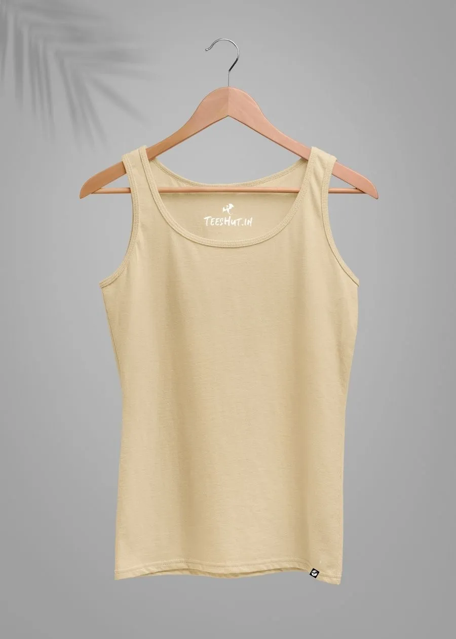 Solid Women Tank Top - Beige