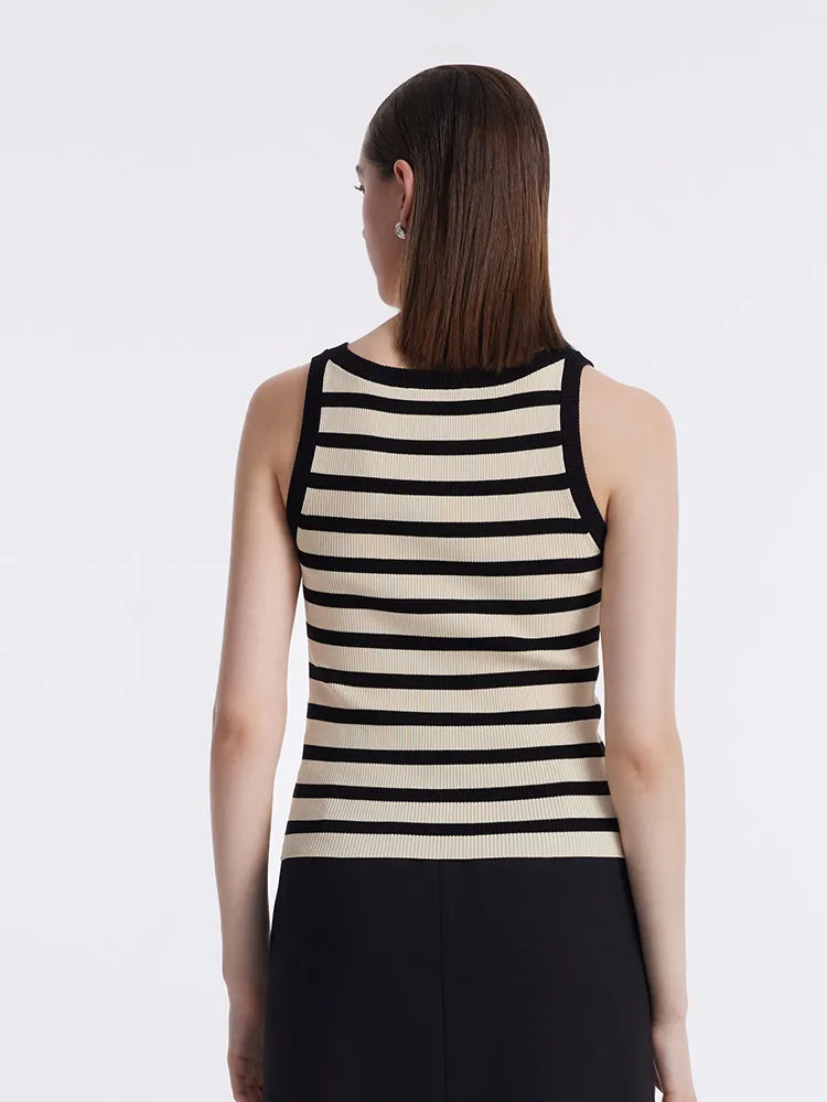 Striped Knitted Women Tank Top