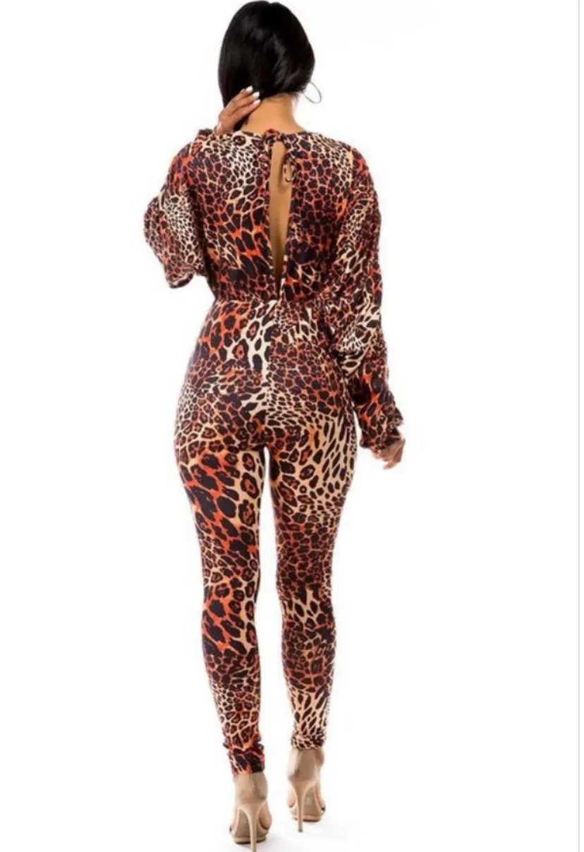 TWIN FITTED CHEETAH PRINT JUMPSUIT