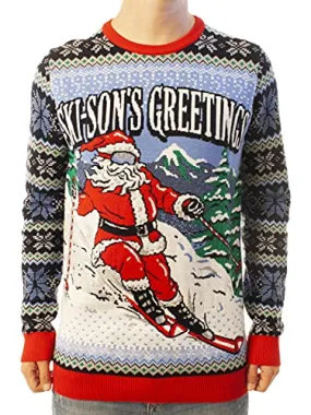 Ugly Christmas Party Unisex Ugly Christmas Sweater Skison's Greetings-Small Skison's Greetings Blue