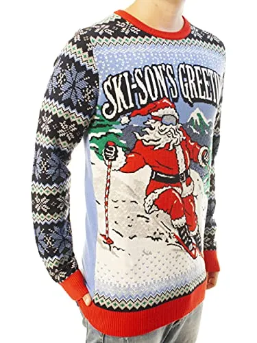 Ugly Christmas Party Unisex Ugly Christmas Sweater Skison's Greetings-Small Skison's Greetings Blue