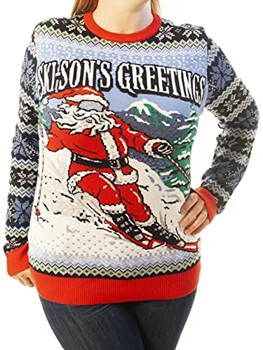 Ugly Christmas Party Unisex Ugly Christmas Sweater Skison's Greetings-Small Skison's Greetings Blue