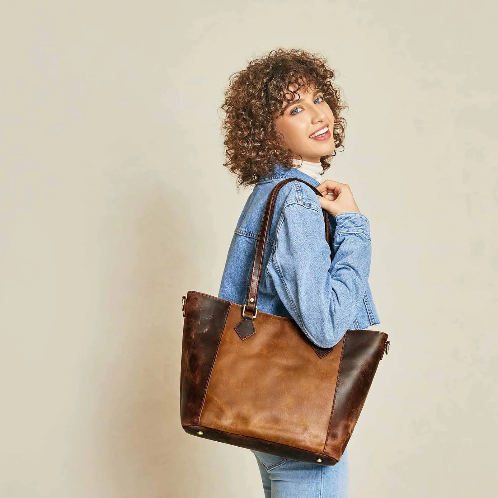 Vintage Women Leather Tote Bag