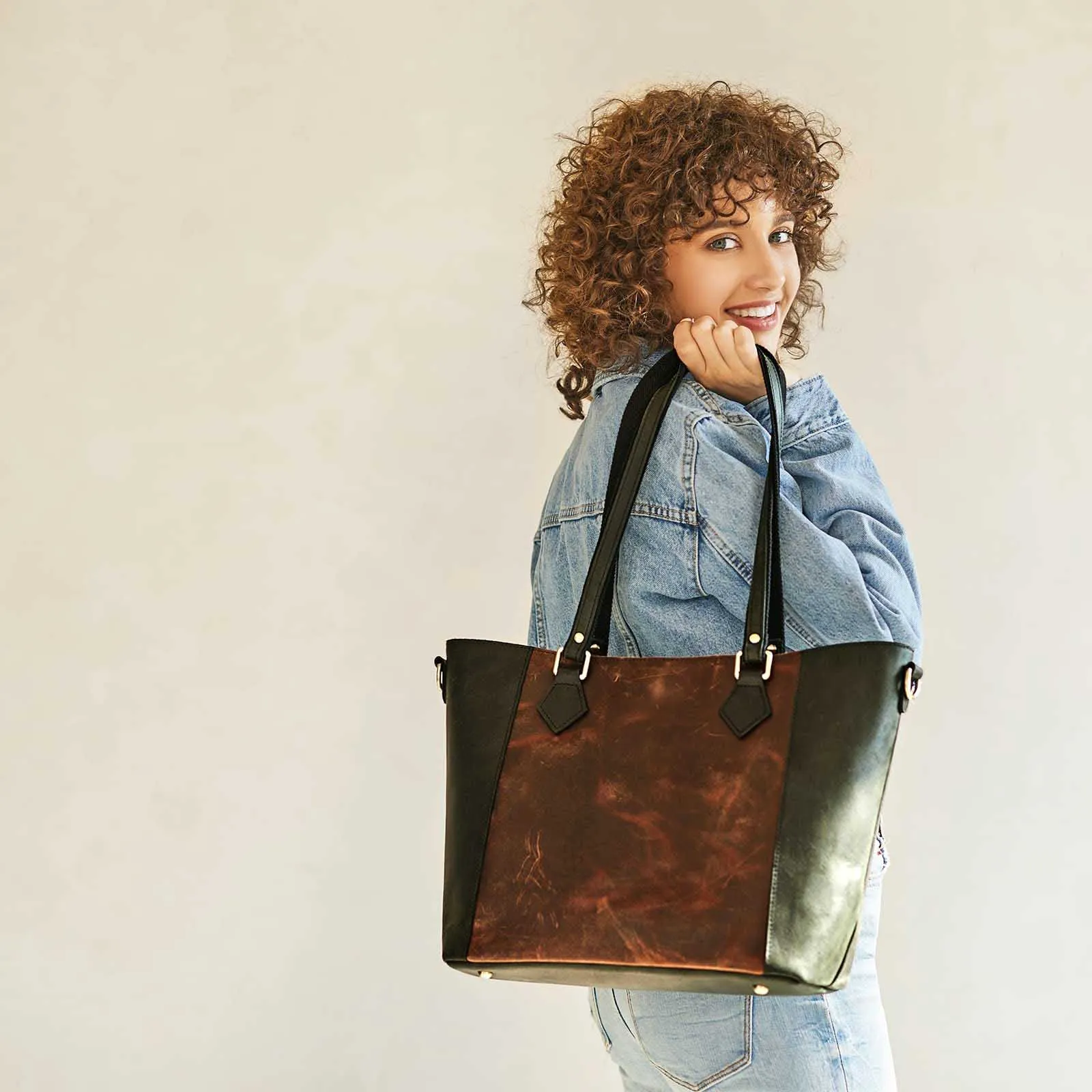 Vintage Women Leather Tote Bag