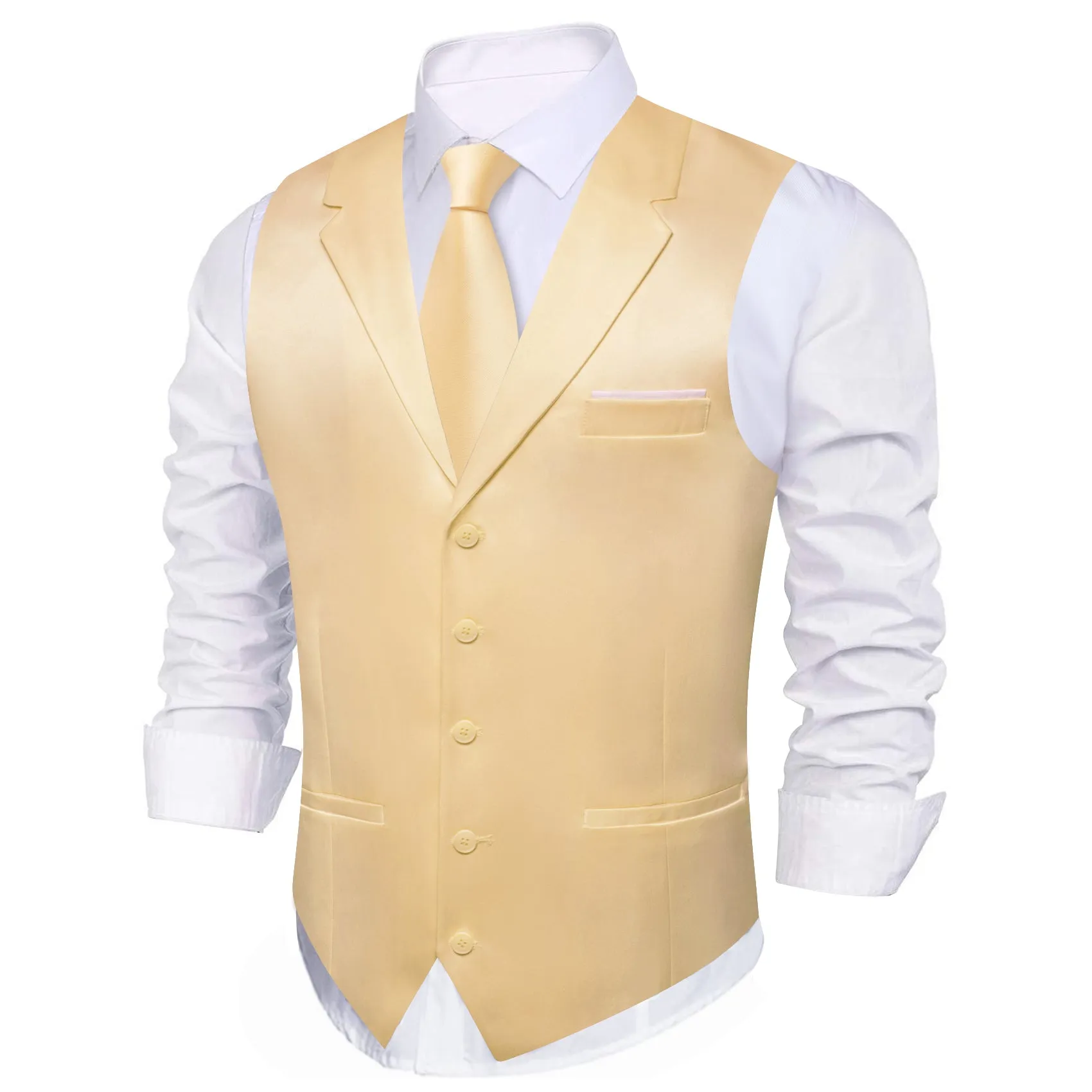 Wheat Solid Jacquard Men's Collar Vest