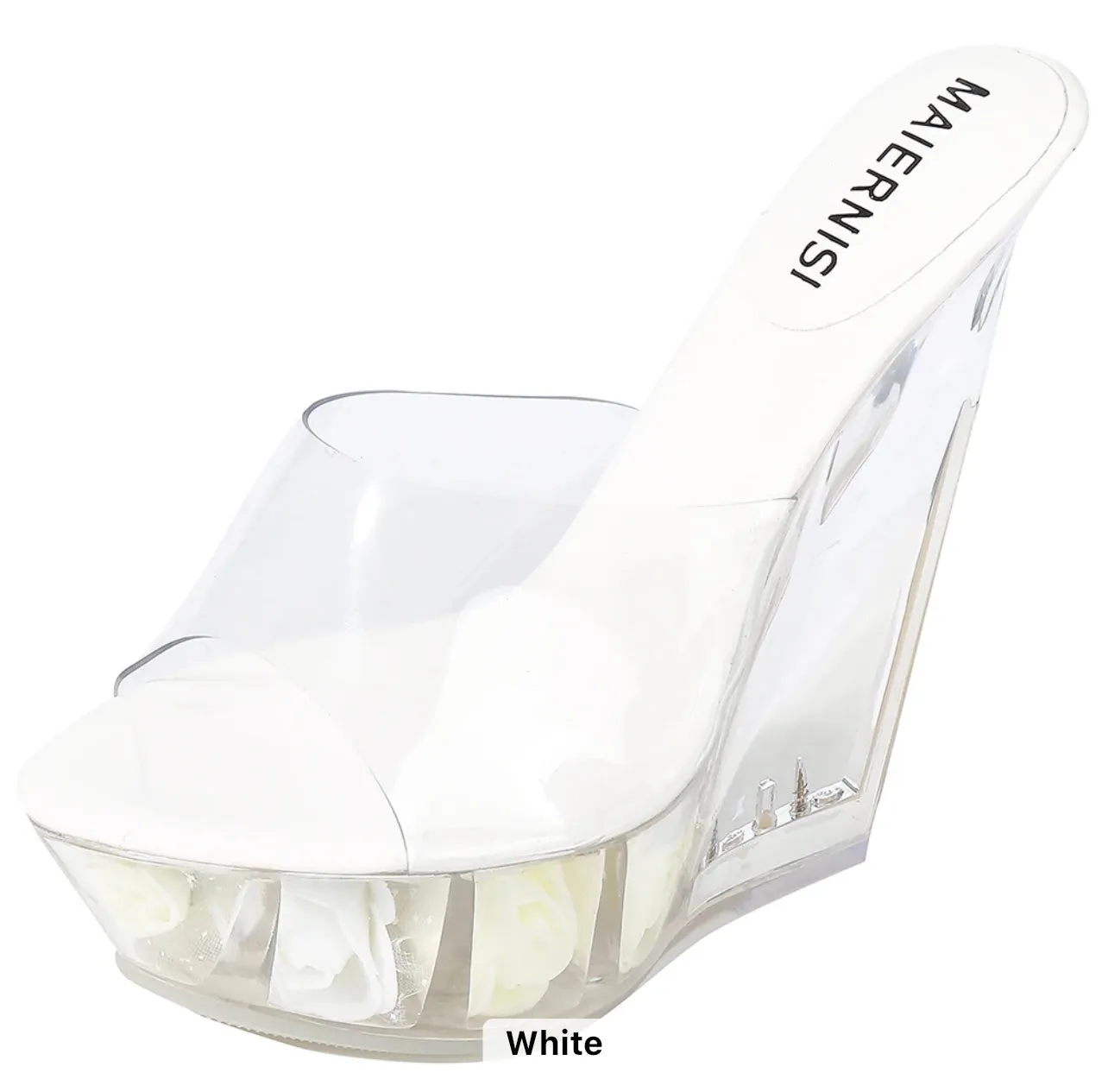 WHITE CRYSTAL PLATFORM HIGH HEELS