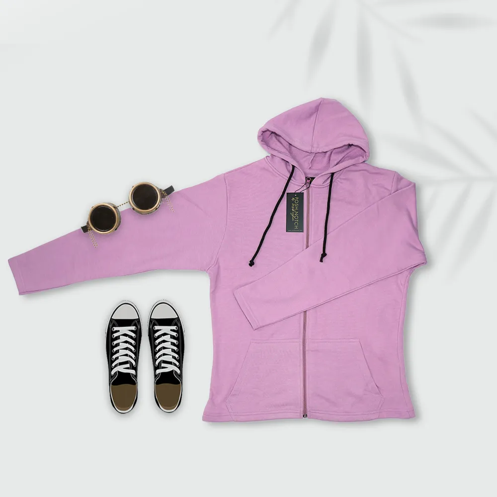 Women Basic Orchid Zipper Hoodie