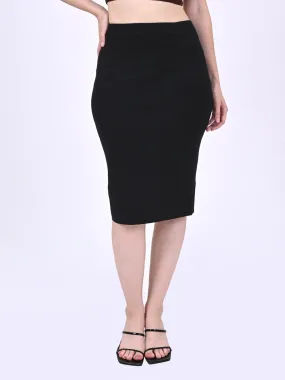 Women Black Midi Pencil Skirt