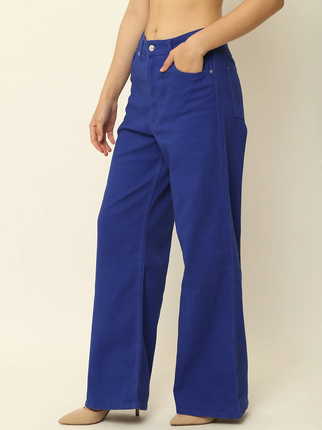 Women Blue Full Length Pants