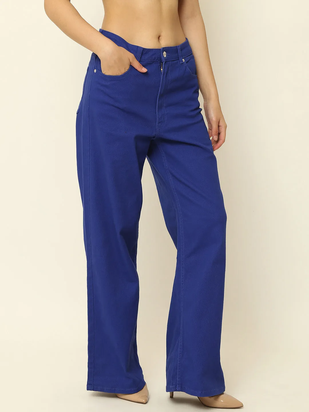 Women Blue Full Length Pants