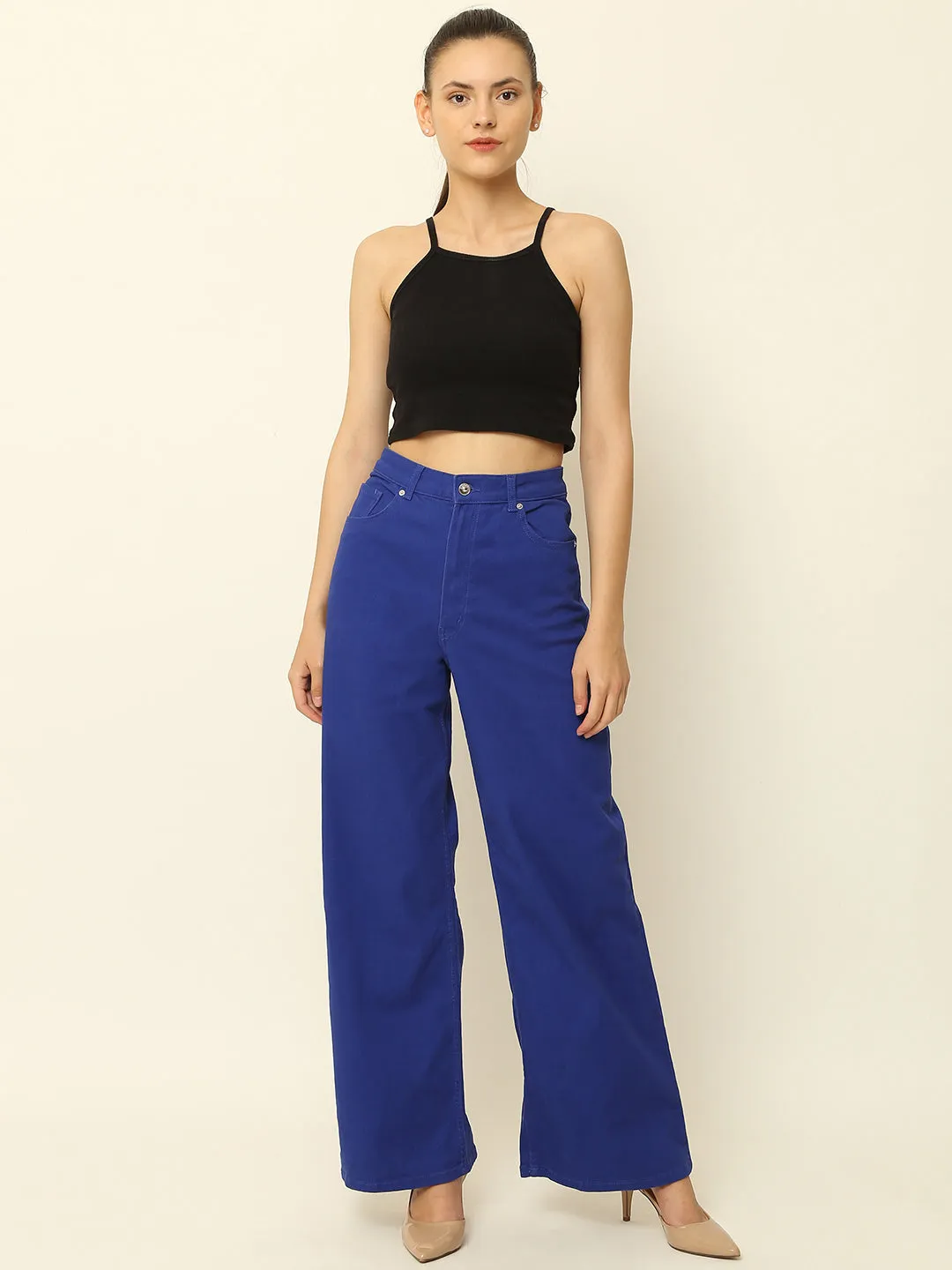 Women Blue Full Length Pants