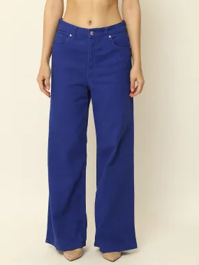 Women Blue Full Length Pants