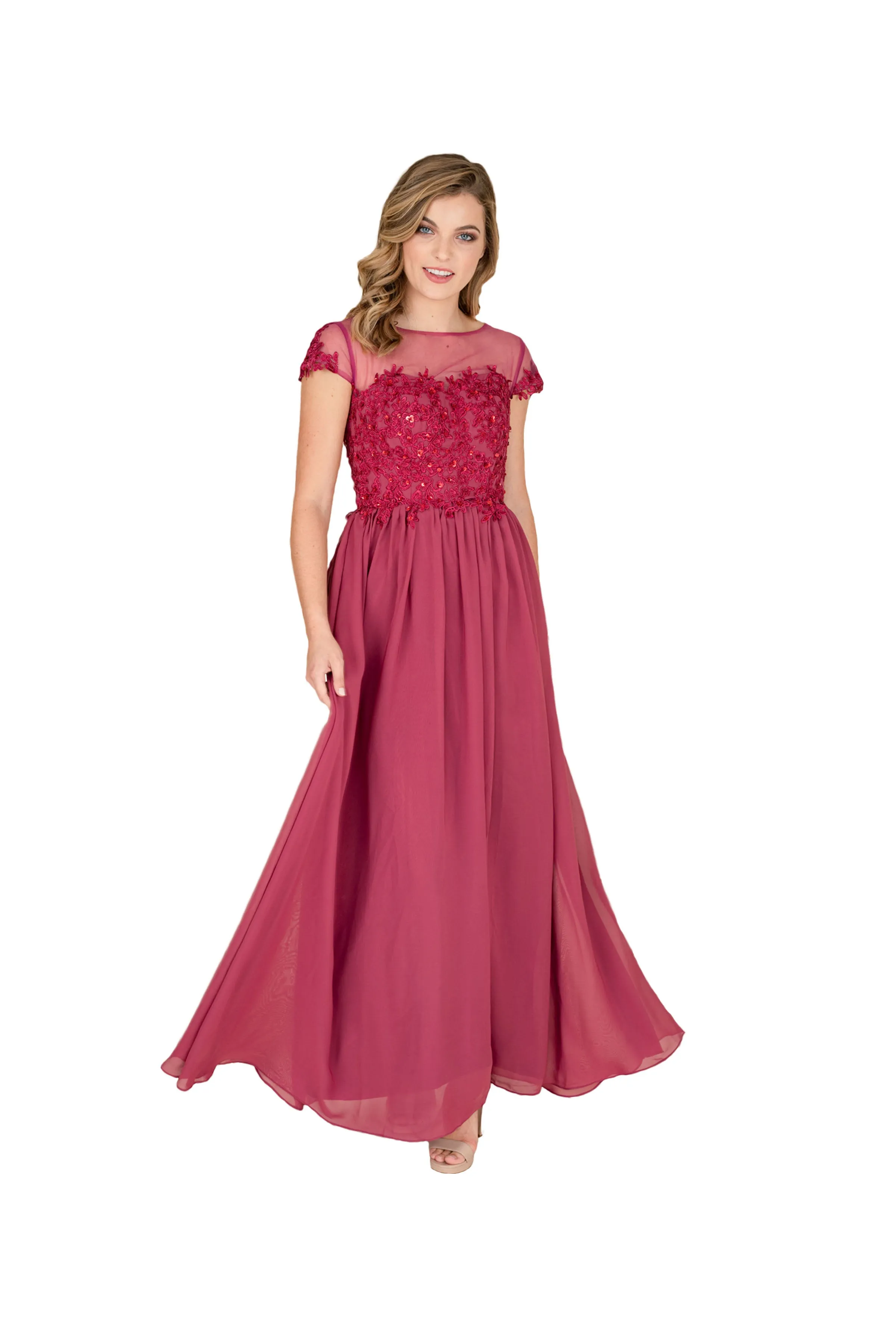 Women Chiffon Flare Formal Gown