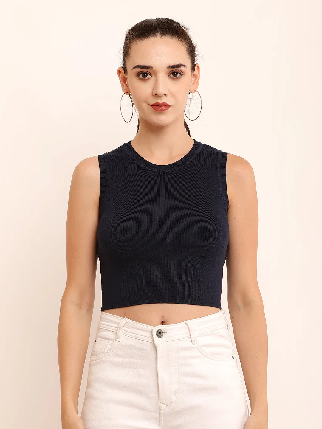 Women Cool Blue Crop Top