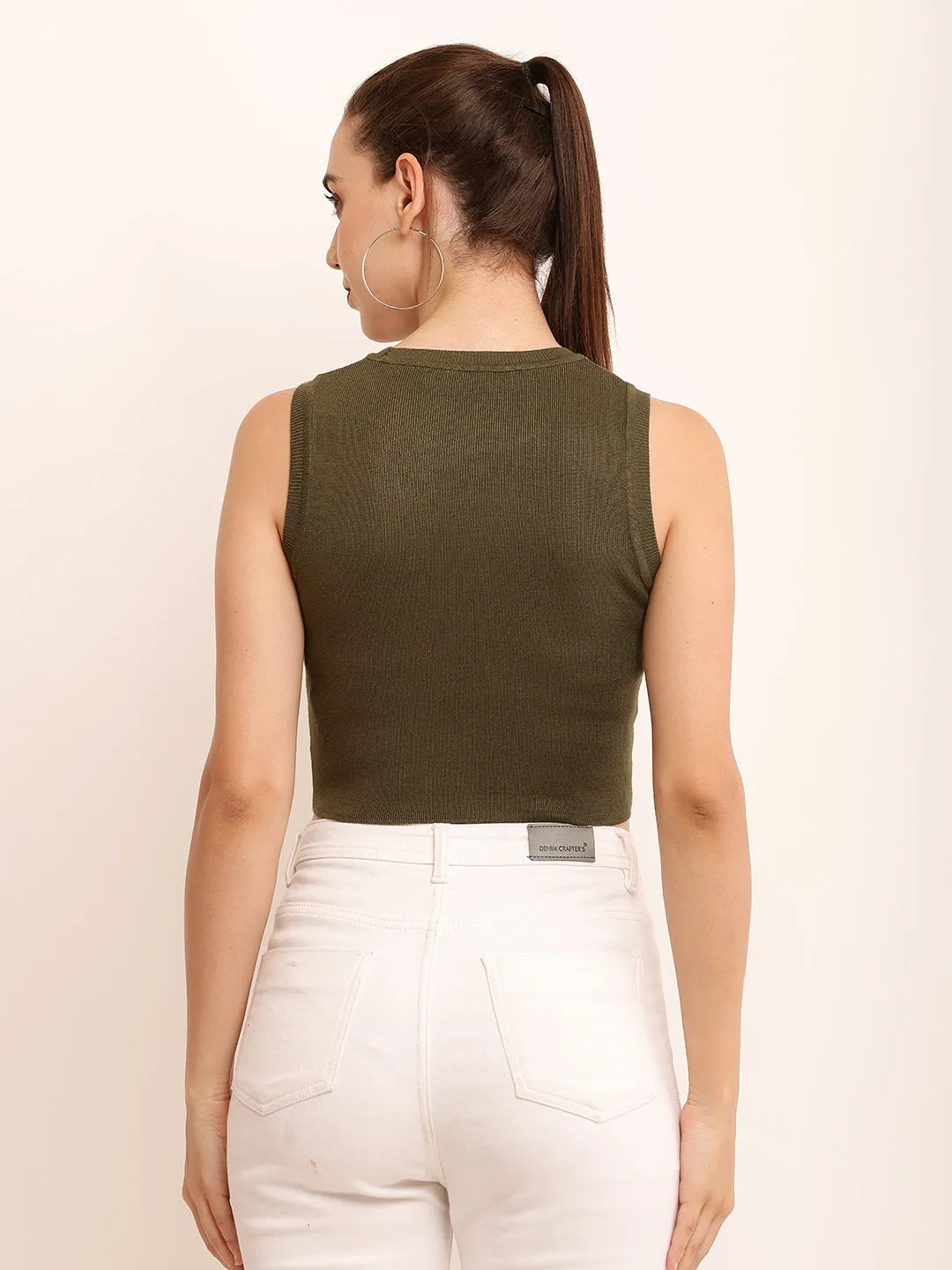 Women Cool Green Crop Top