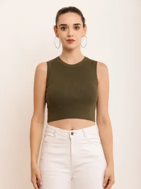 Women Cool Green Crop Top