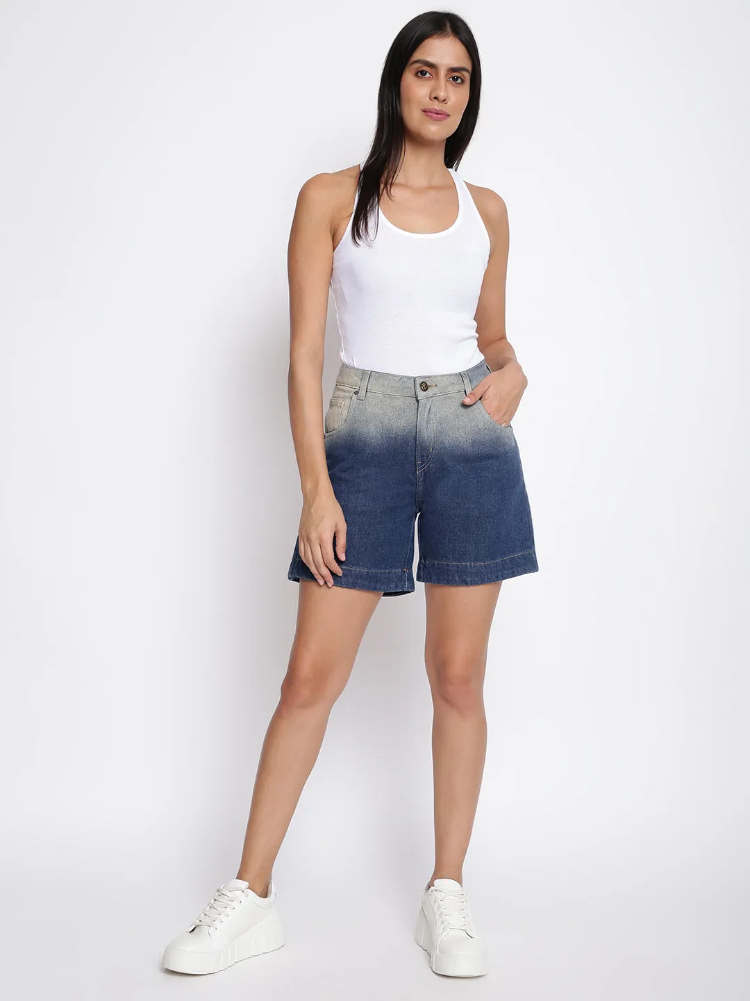 Women Dark Blue Denim Shorts