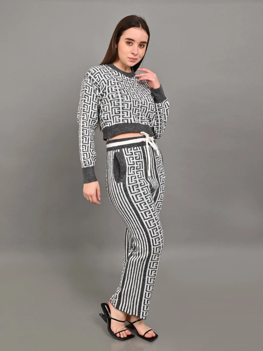 Women Grey Knit Co Ord