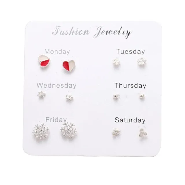 Women's Geometric Crystal Heart Stud Earrings