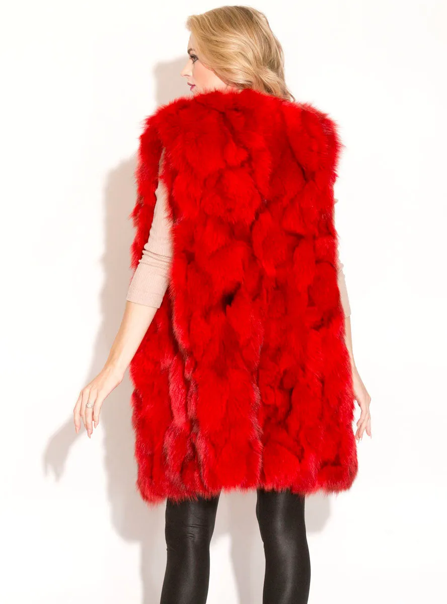 Women's Long Fox Fur Vest