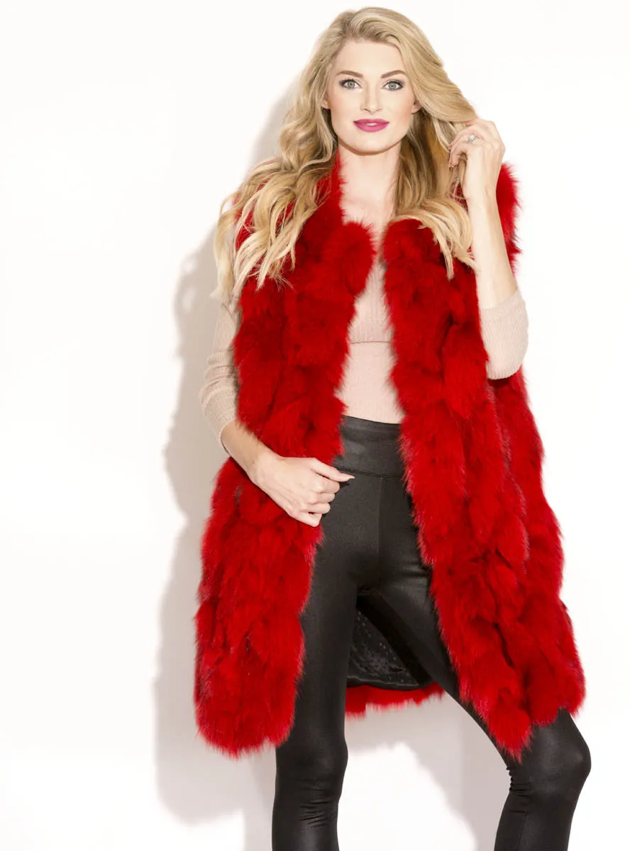 Women's Long Fox Fur Vest