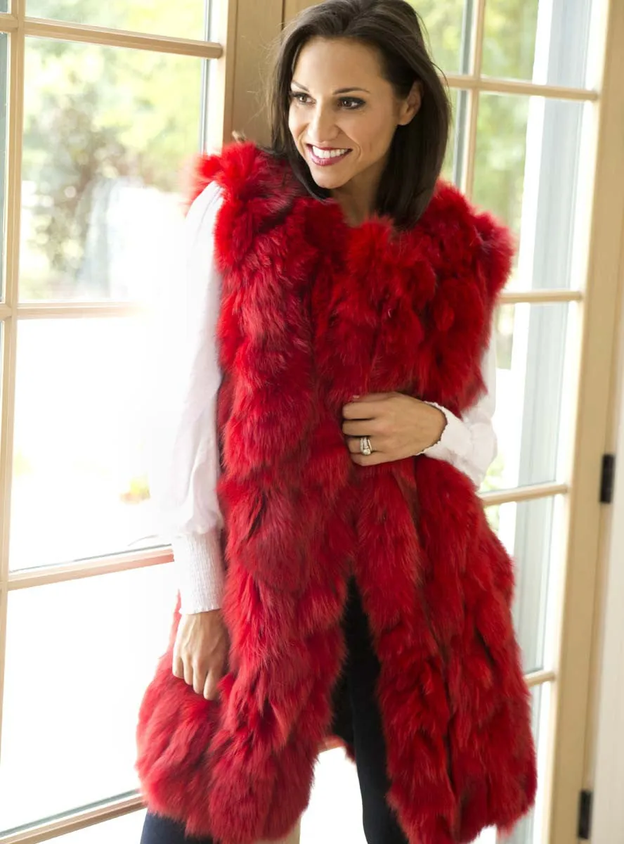 Women's Long Fox Fur Vest