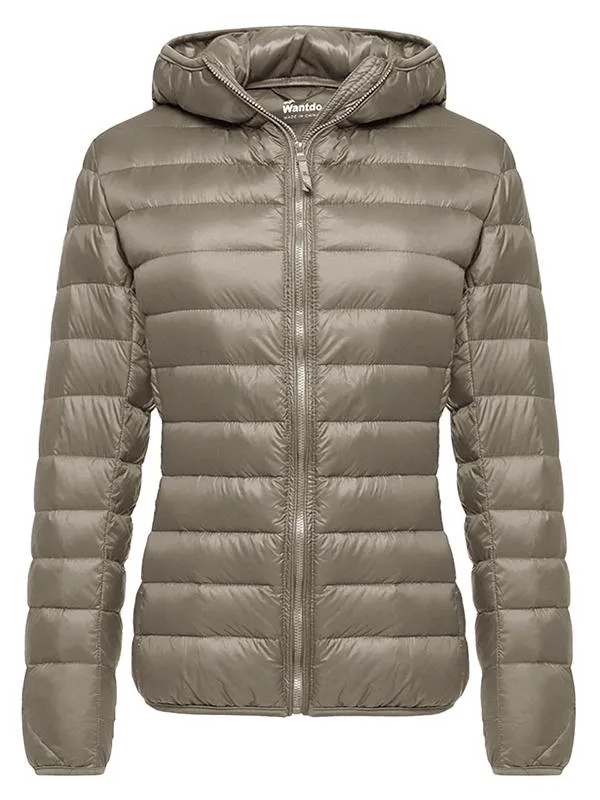 Women's Packable Down Jacket Ultra Lightweight Puffer Coat Short With Hood ThermoLite I